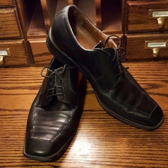 Perry Ellis Portfolio Style Square Toe Black Dress Shoes 10.5 M Lace Up Oxfords - Picture 12 of 12